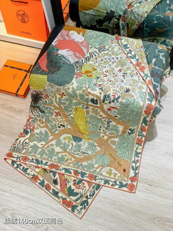 Hermes Scarf 140X140cm 70%羊绒30%真丝 E50 (11)