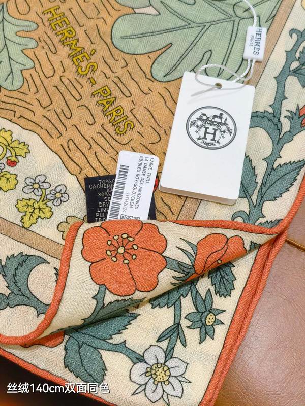 Hermes Scarf 140X140cm 70%羊绒30%真丝 E50 (13)