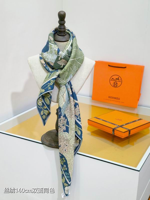 Hermes Scarf 140X140cm 70%羊绒30%真丝 E50 (7)