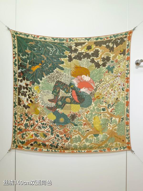 Hermes Scarf 140X140cm 70%羊绒30%真丝 E50 (9)