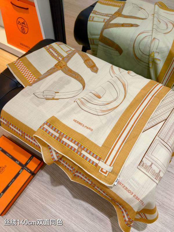 Hermes Scarf 140X140cm 70%羊绒30%真丝 E52 (16)