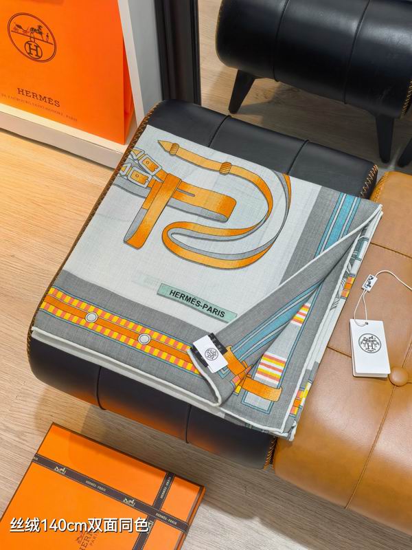 Hermes Scarf 140X140cm 70%羊绒30%真丝 E52 (24)
