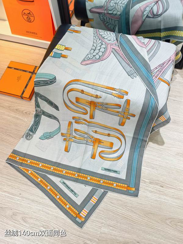 Hermes Scarf 140X140cm 70%羊绒30%真丝 E52 (25)