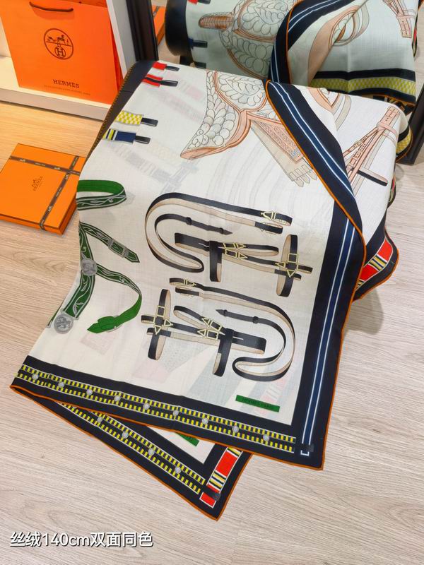 Hermes Scarf 140X140cm 70%羊绒30%真丝 E52 (35)