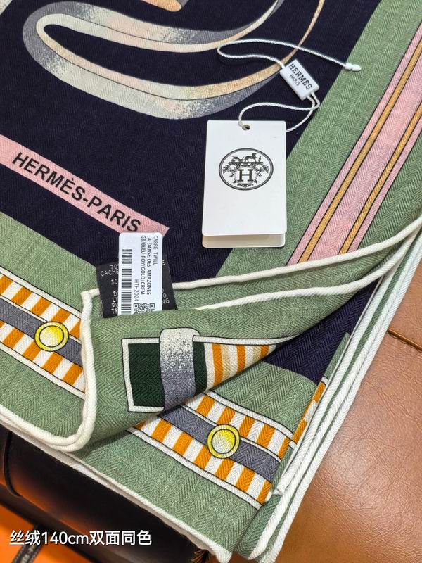 Hermes Scarf 140X140cm 70%羊绒30%真丝 E52 (7)