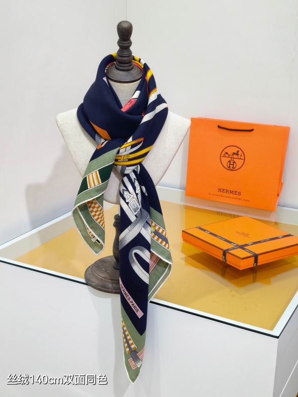 Hermes Scarf 140X140cm 70%羊绒30%真丝 E52 (9)