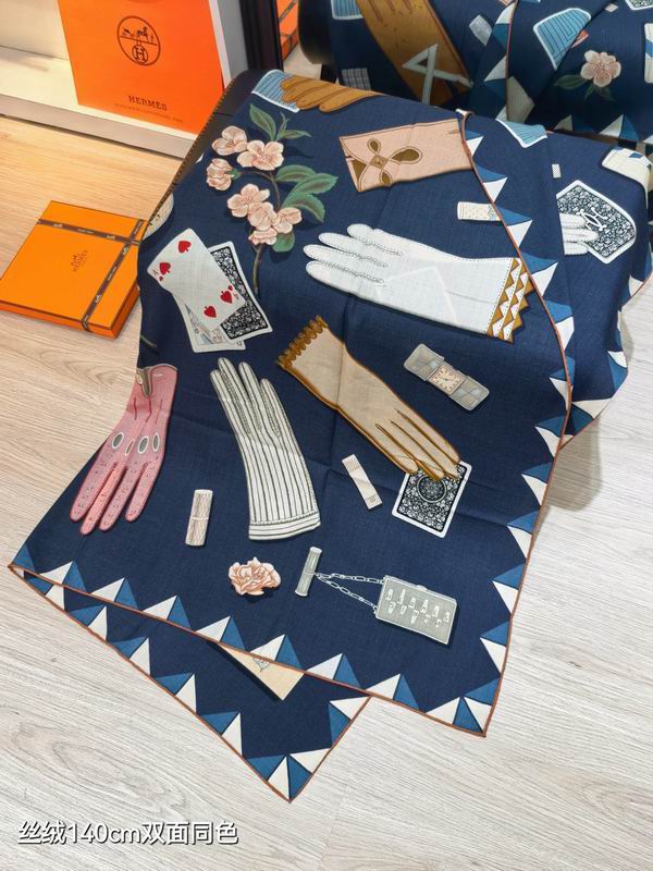 Hermes scarf 140X140cm 70%羊绒 30%真丝 E07 (14)