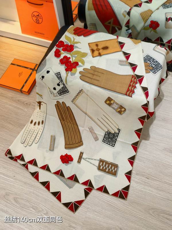 Hermes scarf 140X140cm 70%羊绒 30%真丝 E07 (6)