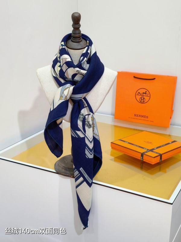 Hermes scarf 140X140cm 70%羊绒 30%真丝 E08 (12)