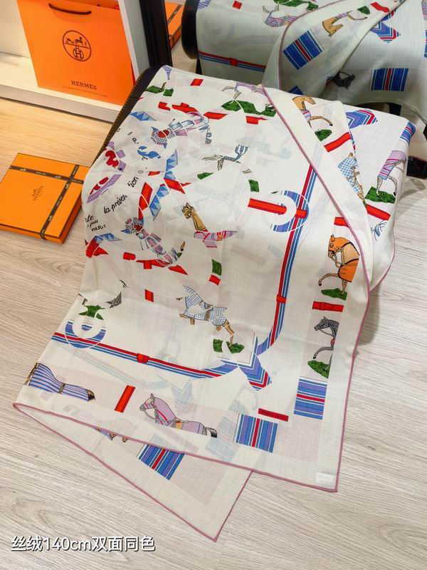 Hermes scarf 140X140cm 70%羊绒 30%真丝 E08 (6)