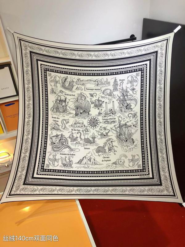 Hermes scarf 140X140cm 70%羊绒30%真丝 E01 (11)
