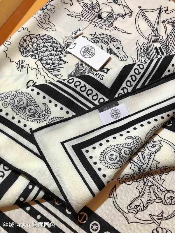 Hermes scarf 140X140cm 70%羊绒30%真丝 E01 (14)