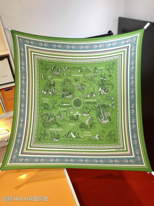 Hermes scarf 140X140cm 70%羊绒30%真丝 E01 (19)
