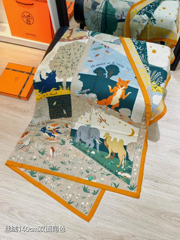 Hermes scarf 140X140cm 70%羊绒30%真丝 E15 (11)