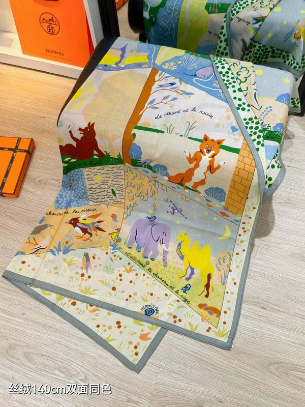 Hermes scarf 140X140cm 70%羊绒30%真丝 E15 (18)