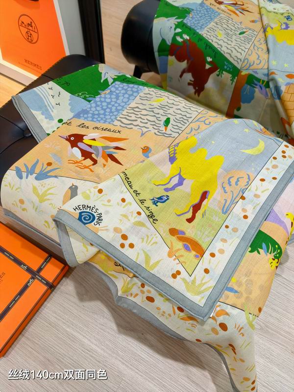 Hermes scarf 140X140cm 70%羊绒30%真丝 E15 (19)