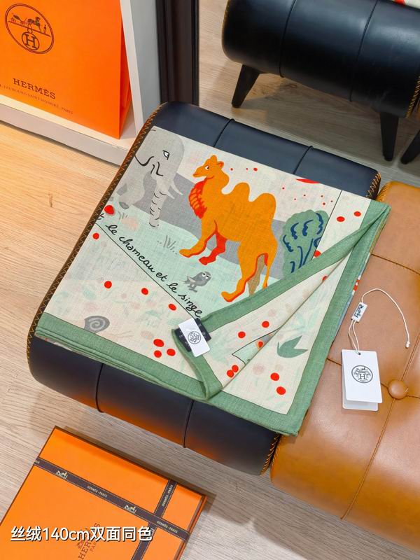 Hermes scarf 140X140cm 70%羊绒30%真丝 E15 (2)
