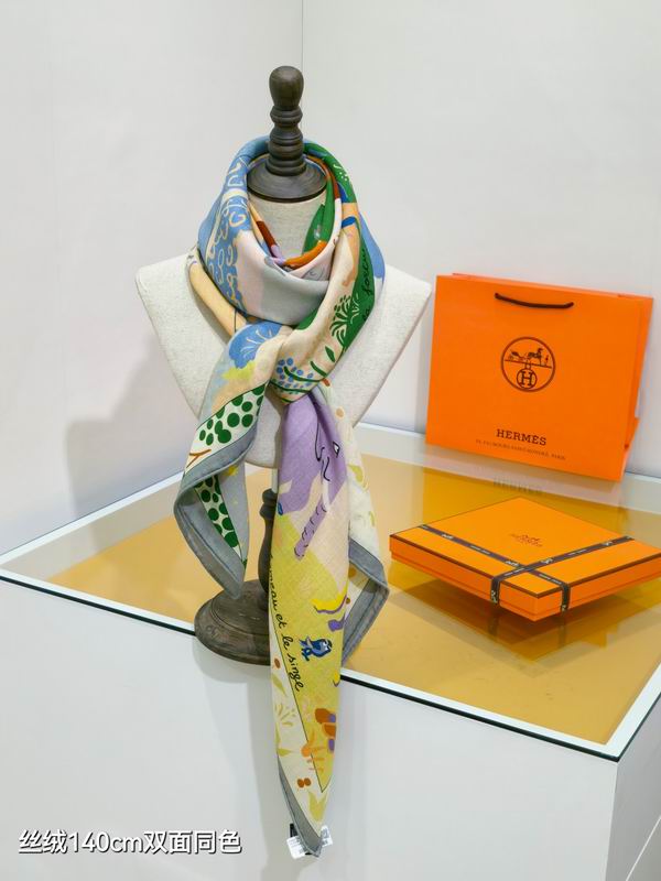 Hermes scarf 140X140cm 70%羊绒30%真丝 E15 (22)