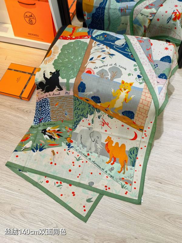 Hermes scarf 140X140cm 70%羊绒30%真丝 E15 (3)