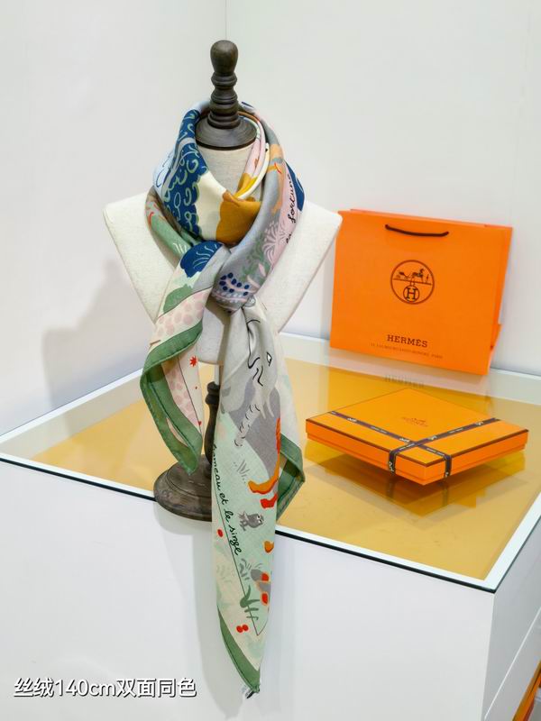 Hermes scarf 140X140cm 70%羊绒30%真丝 E15 (7)