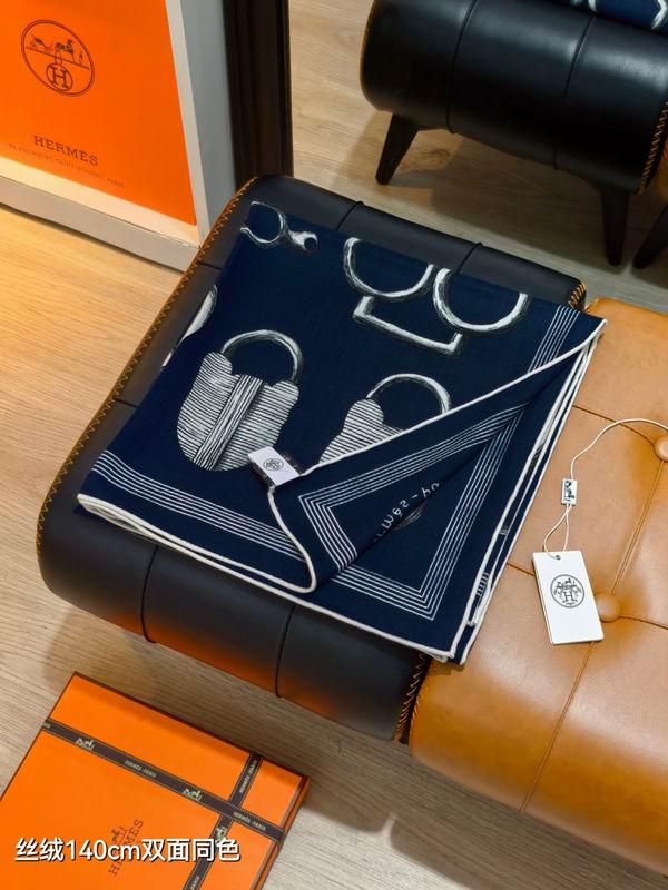 Hermes scarf 140X140cm 70%羊绒30%真丝 E49 (14)