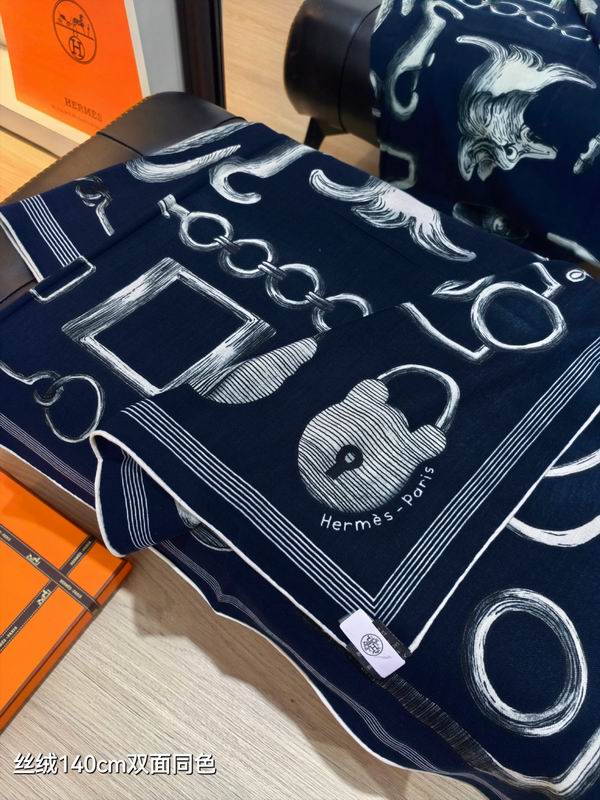 Hermes scarf 140X140cm 70%羊绒30%真丝 E49 (16)