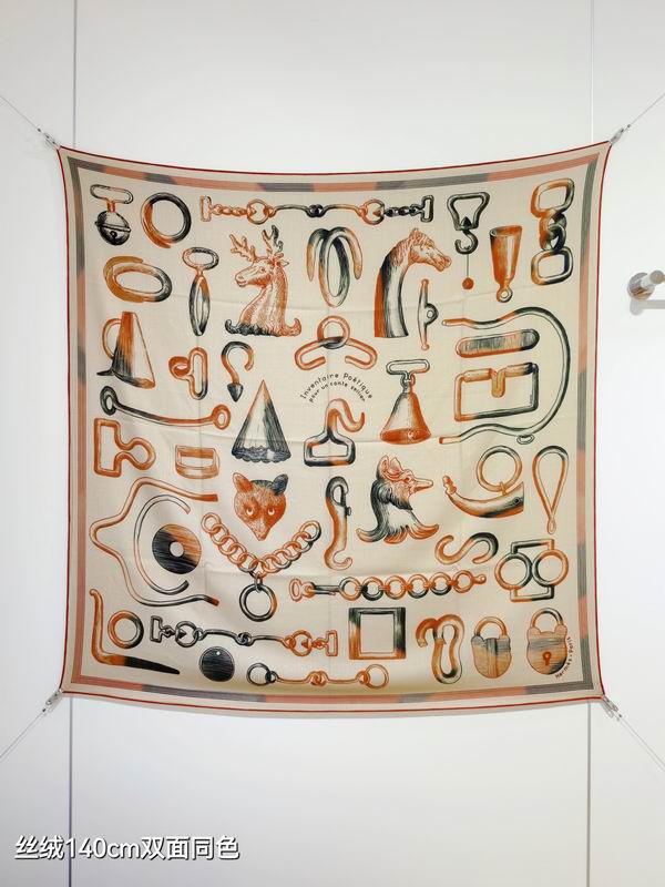Hermes scarf 140X140cm 70%羊绒30%真丝 E49 (23)