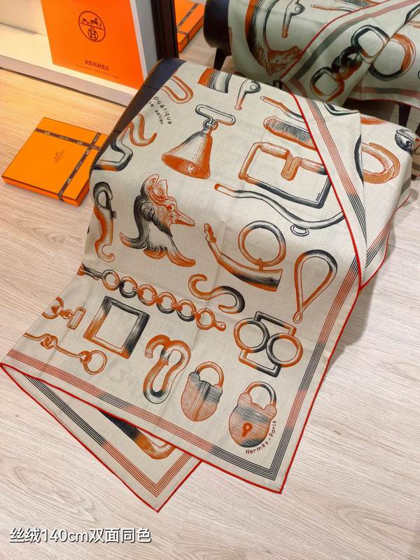 Hermes scarf 140X140cm 70%羊绒30%真丝 E49 (25)