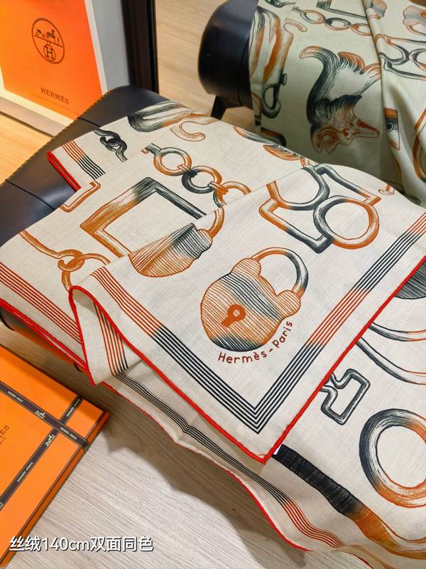 Hermes scarf 140X140cm 70%羊绒30%真丝 E49 (26)