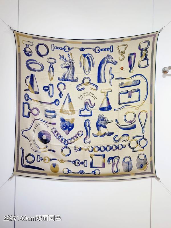 Hermes scarf 140X140cm 70%羊绒30%真丝 E49 (3)
