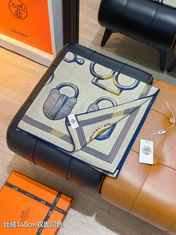 Hermes scarf 140X140cm 70%羊绒30%真丝 E49 (4)