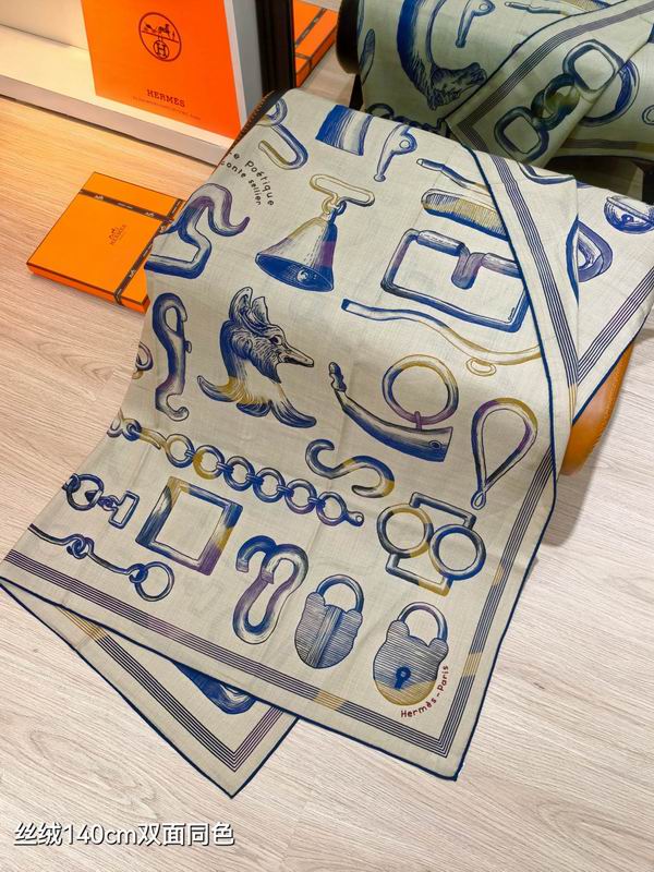 Hermes scarf 140X140cm 70%羊绒30%真丝 E49 (5)