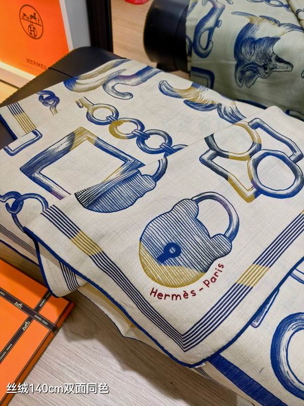 Hermes scarf 140X140cm 70%羊绒30%真丝 E49 (6)