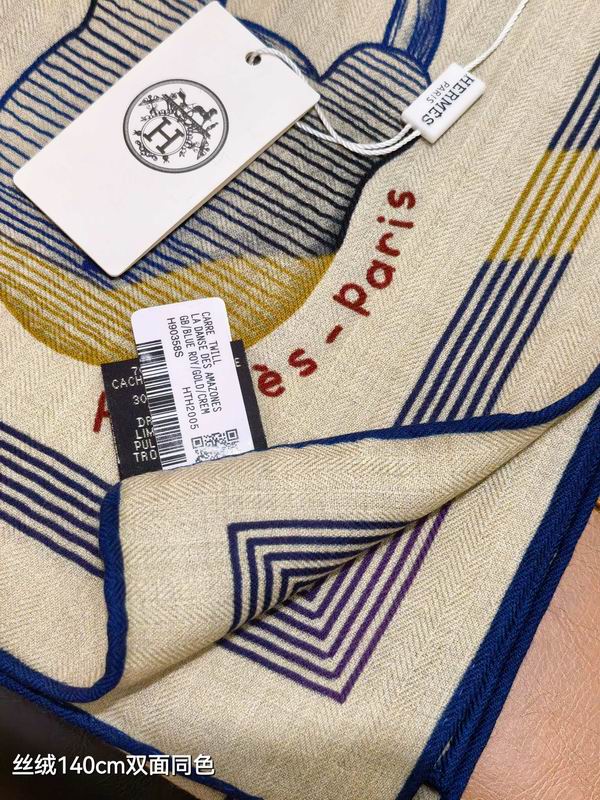 Hermes scarf 140X140cm 70%羊绒30%真丝 E49 (7)