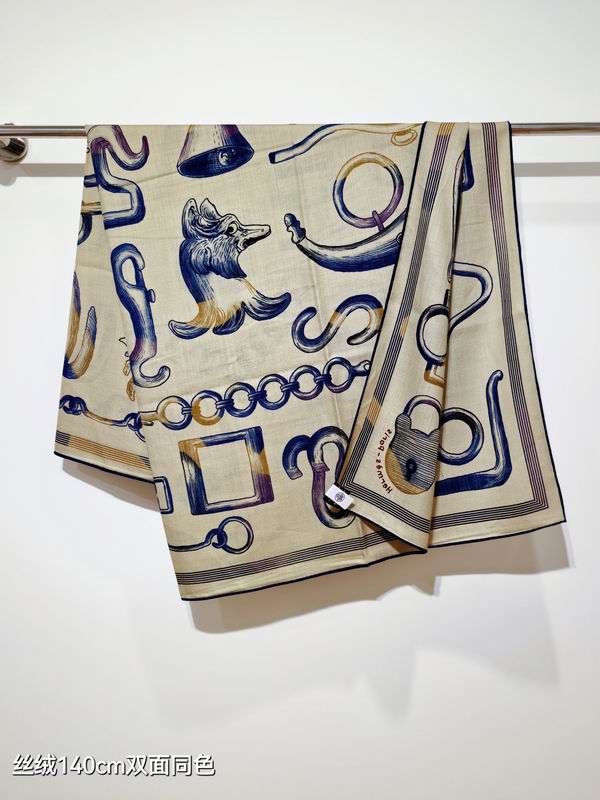 Hermes scarf 140X140cm 70%羊绒30%真丝 E49 (8)