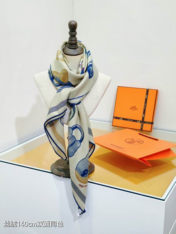 Hermes scarf 140X140cm 70%羊绒30%真丝 E49 (9)