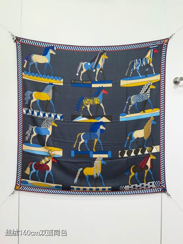 Hermes scarf 140X140cm 70%羊绒30%真丝 E53 (1)
