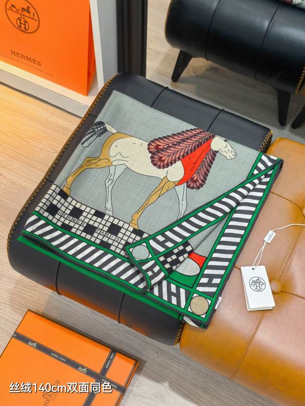 Hermes scarf 140X140cm 70%羊绒30%真丝 E53 (10)