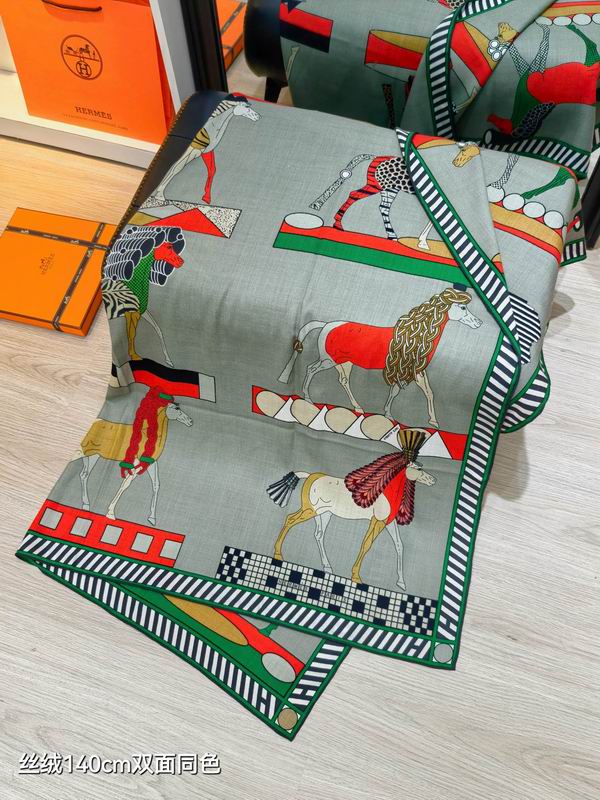Hermes scarf 140X140cm 70%羊绒30%真丝 E53 (11)