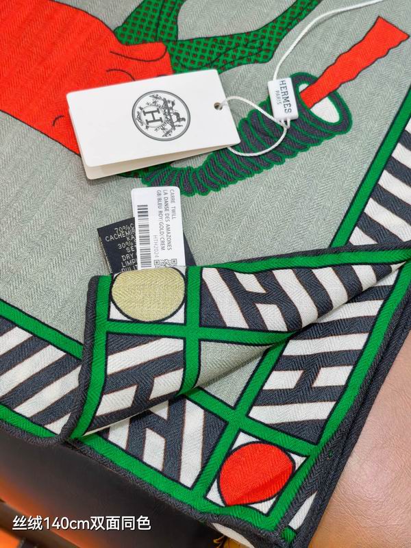 Hermes scarf 140X140cm 70%羊绒30%真丝 E53 (13)