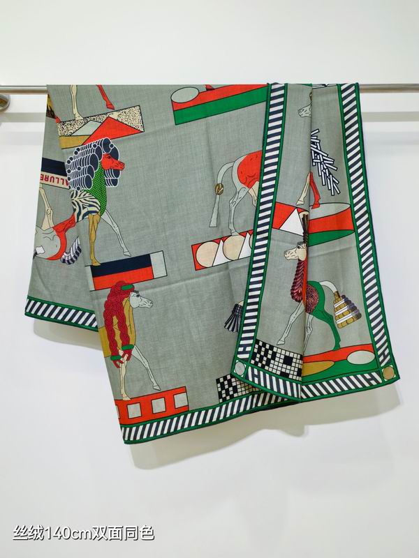 Hermes scarf 140X140cm 70%羊绒30%真丝 E53 (14)