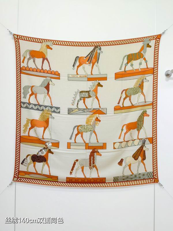 Hermes scarf 140X140cm 70%羊绒30%真丝 E53 (17)
