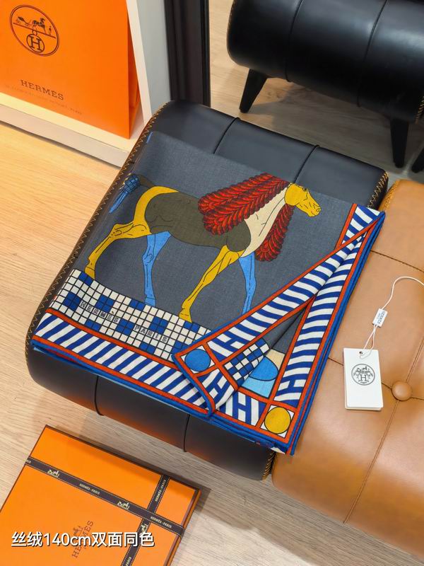 Hermes scarf 140X140cm 70%羊绒30%真丝 E53 (2)