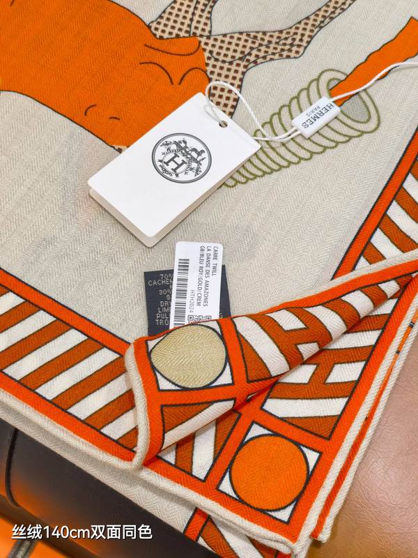 Hermes scarf 140X140cm 70%羊绒30%真丝 E53 (21)