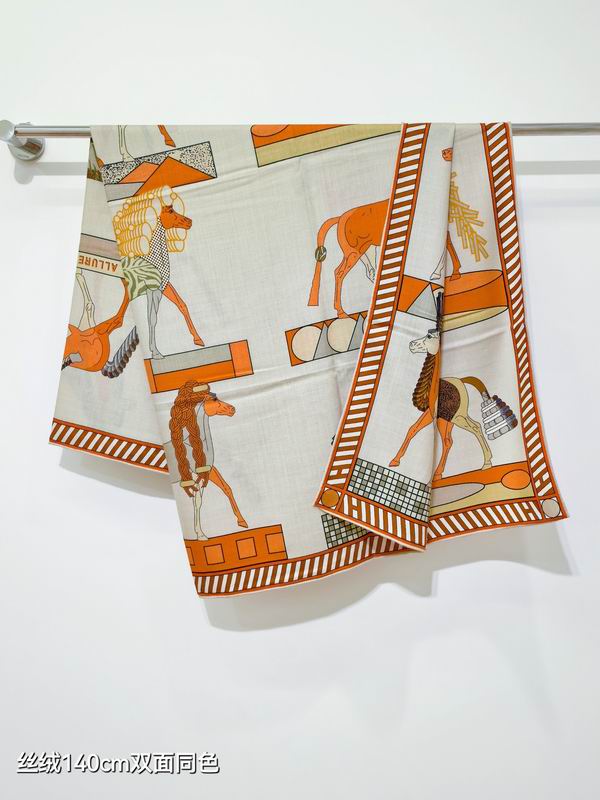 Hermes scarf 140X140cm 70%羊绒30%真丝 E53 (22)