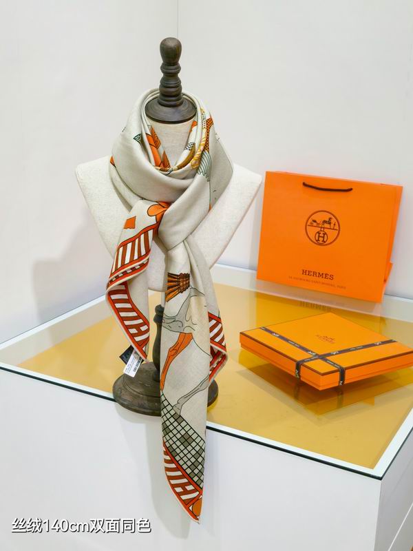 Hermes scarf 140X140cm 70%羊绒30%真丝 E53 (23)