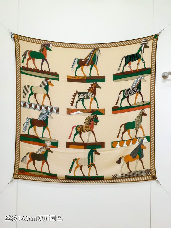 Hermes scarf 140X140cm 70%羊绒30%真丝 E53 (25)