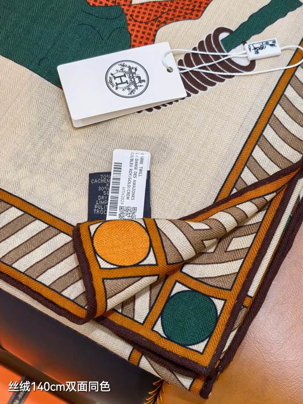 Hermes scarf 140X140cm 70%羊绒30%真丝 E53 (29)