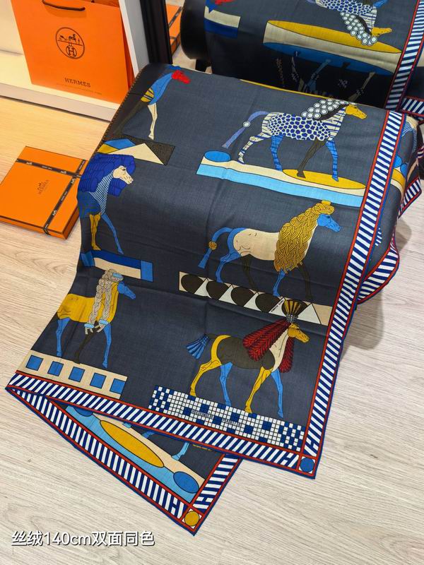 Hermes scarf 140X140cm 70%羊绒30%真丝 E53 (3)