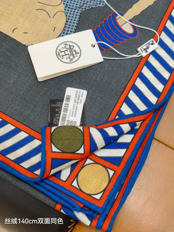 Hermes scarf 140X140cm 70%羊绒30%真丝 E53 (5)